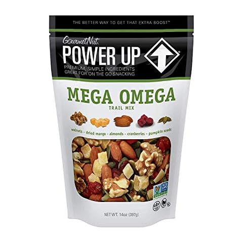 Power Up Gourmet Nut tPlFxB 100 Percent All Natural Health Mix Mega Omega Trail Mix, 14 oz (2 Pack) Cover