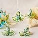 2'' Art Glass Octopus Coastal Hanging Ornament Blown Glass Sea Animal Pendant Collection for Christmas Tree & Beach Holiday Decoration