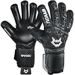 WVVOU Football Goalkeeper Gloves for Adults and Youth, High Performance Football Gloves with 5 Detachable Fingersave, Goalie Gloves with 4mm Sticky Latex Palm (Black, 10)
