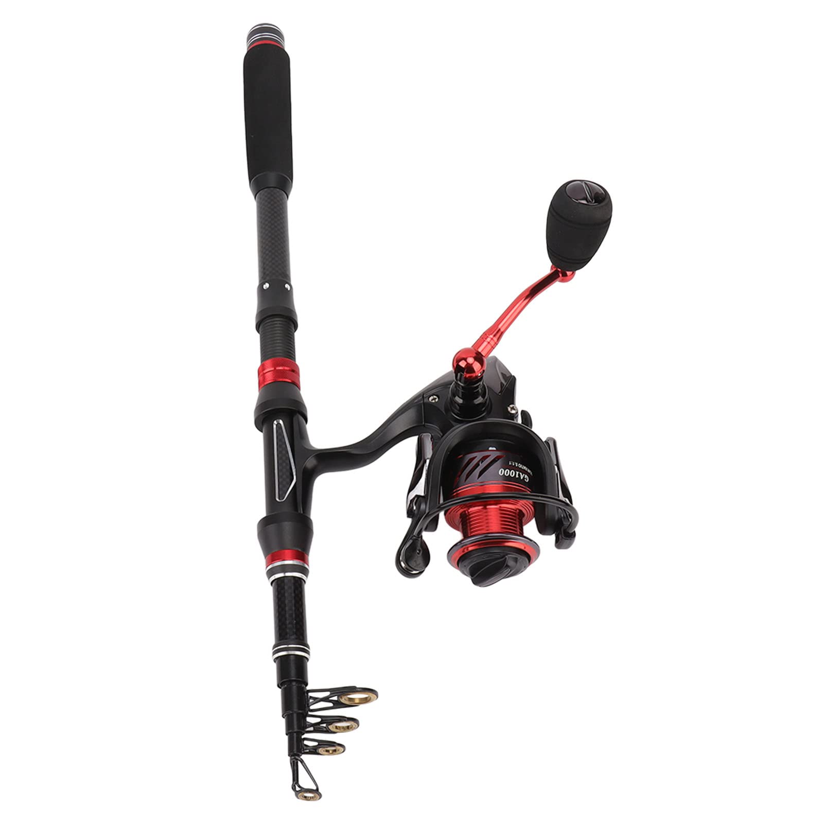 Set di canne da mare a sezione corta rosso nero Set di canne da pesca retrattili Set di esche da pesca Attrezzatura da pesca per adulti Acqua salata Acqua dolce