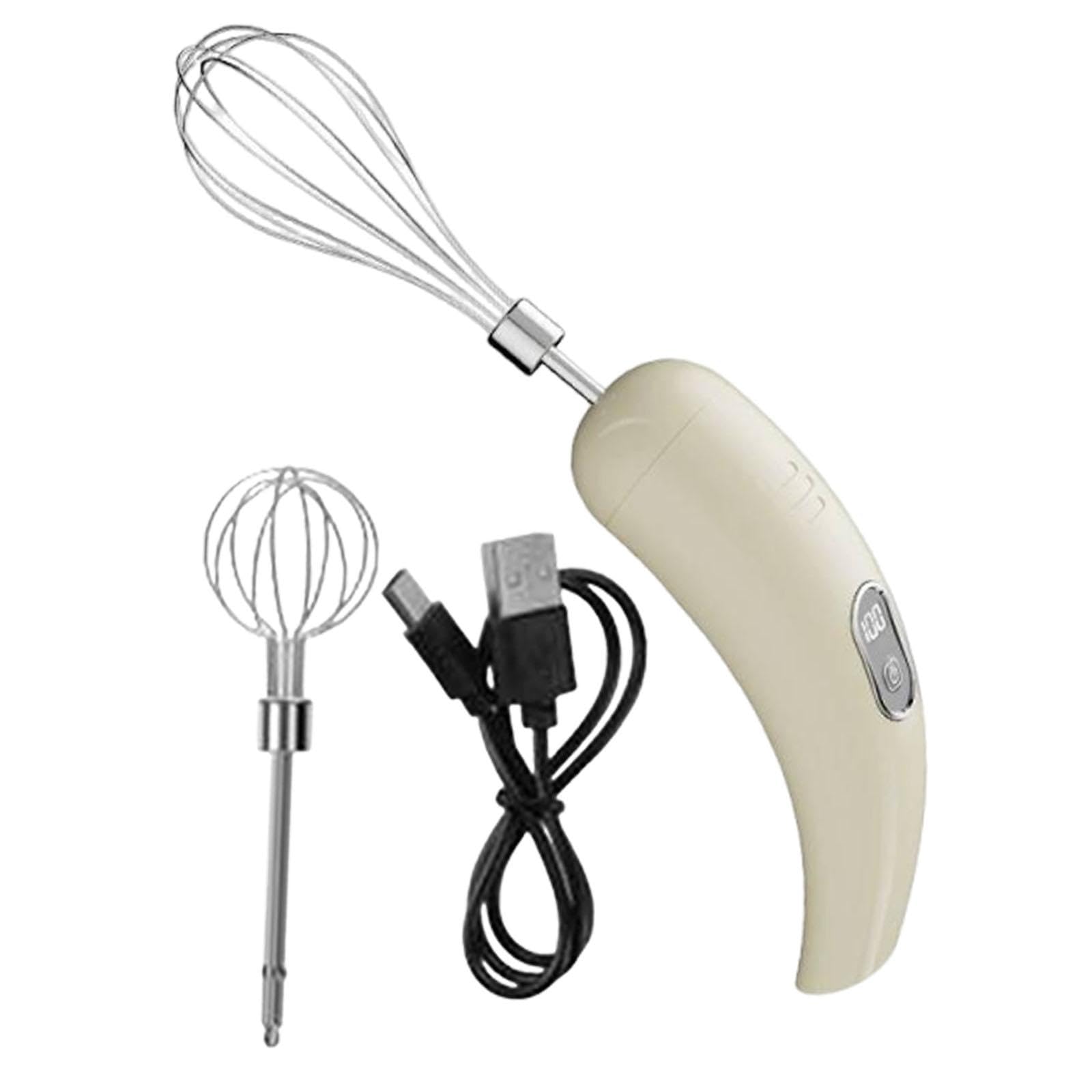 Generic Batteur à Main Sans Fil, Mousseur à Lait électrique, Batteur électrique Polyvalent, Mousseur à Lait pour Café, Idéal pour Les Boulangeries et Les, Beige
