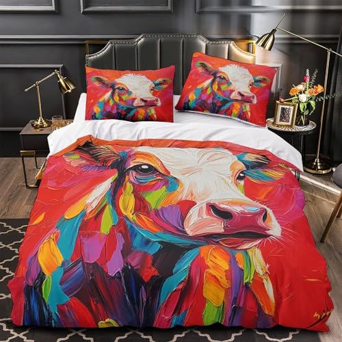 Housse de couette vache 3D en microfibre 135x200 pour lit single - 2