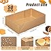Laumoi 50 Set Kraft Paper Food Tray with Checkered Wrapping Paper Brown Greaseproof 4 Corner Pop up Paperboard Food Box Disposable Foldable Cardboard Trays for Party Theater Movie Night