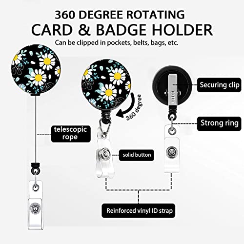 KHDULQ Badge Holder Funky Lanyard with Card for Kids Phone, ID, and Office Use (Blue Daisy Necklace, ID Holder) - Image 4