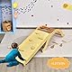 FANTASK 3 in 1 Kletterbogen mit Rutsche, Kletterdreieck aus Holz mit wendbarer Rampe, Indoor-Klettergarten zum Rutschen, Klettern & Wippen für Kinder ab 1 Jahr, Natur