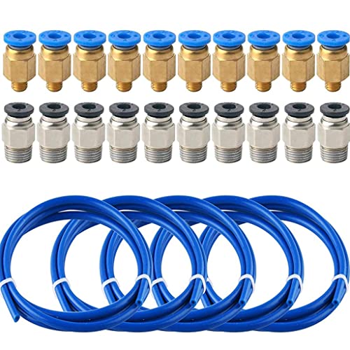 5 tubi in PTFE in teflon (blu, 1 m) con 10