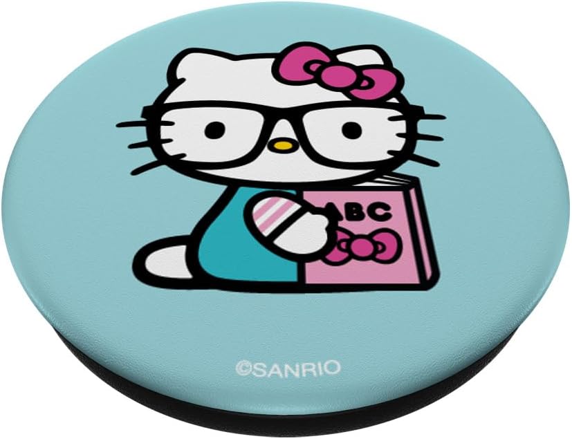 Hello Kitty Nerd Glasses Reading Book PopSockets Adhesive PopGrip - Image 2