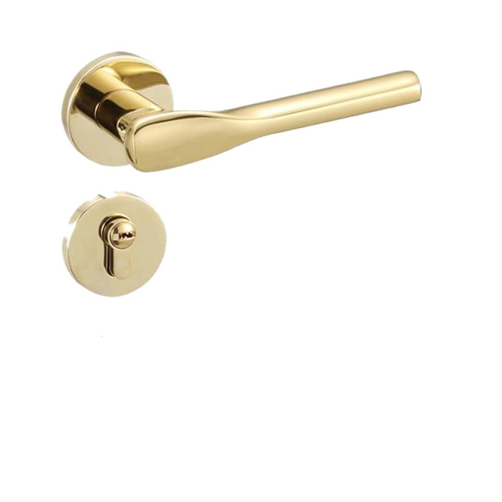 ZONSHJDKR Solid Wood Bedroom Door Handle Aluminum Alloy Minimalist Interior Split Mechanical Lock(Q851zinc Alloy PVD Gold)