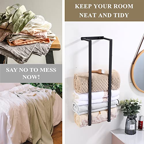 2022 Towel Rack For Bathroom, Bath Towels Storage Holder Wall Mounted, Modern Rolled Folded Towels Organizer, Bathroom Organization, Stainless Steel Metal Washcloths Towels Vertical Shelf (Black) #TOP4