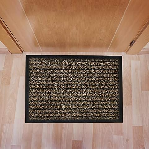 Ultralux Indoor Scraper Door Mat | 23" x 31" | Durable Anti-Slip Vinyl Backed Indoor Doormat with Polypropylene Fibers | Low Profile Dirt Trapper Entry Rug for Inside | Brown Welcome Mat Cover