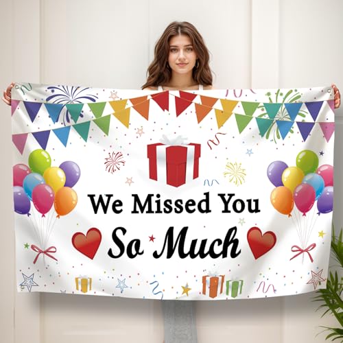 Koliphy Decoración de Bienvenida a Casa, Pancarta Te Hemos Echado Mucho de Menos, Pancarta de Bienvenida de Vuelta para Vuelta a la Escuela, Regreso Familiar, Decoración de Celebraciones Familiares