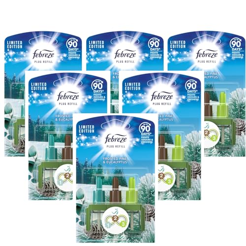 6 X Febreze 3Volution Plug in Diffuser Refill, Frosted Pine & Eucalyptus