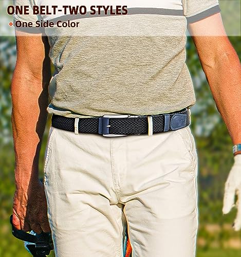 Image of BULLIANT Men Belt Rerversible Golf Belt Stretch Braided for Gift Men 1 3 /8 inch-2 In 1 Belt
