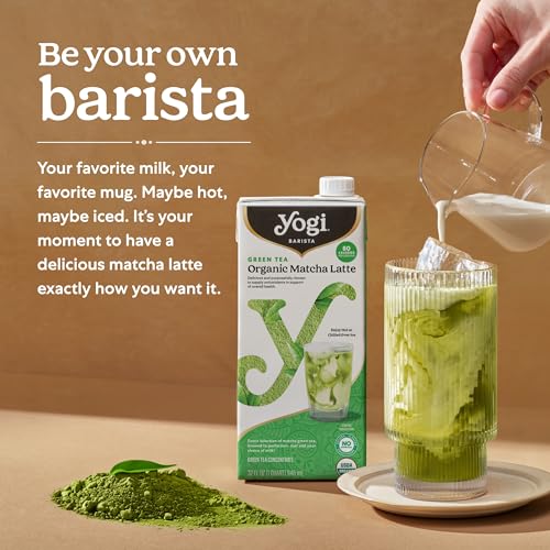 Yogi Barista Organic Green Tea Matcha Latte - 32 Fluid Oz (3 Pack) - Organic Matcha Tea Concentrate - Supports Vitality & Overall Health - Made with Antioxidant Rich Green Tea