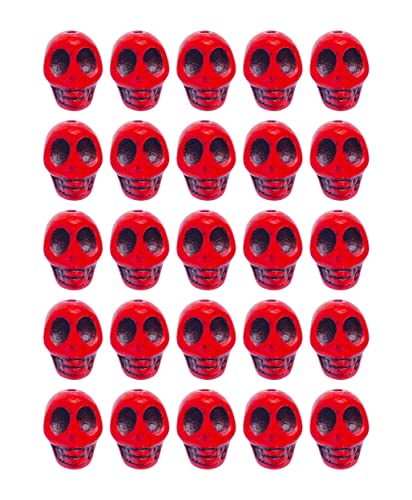 Mandala Crafts 14mm Small Goth Red Skull Beads for Jewelry Making