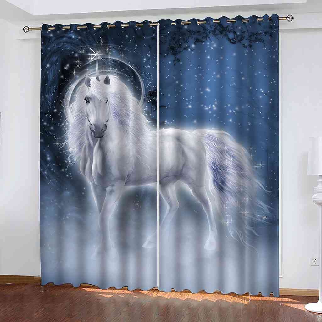 Rideaux Occultants Cheval Enfant Bloque la Lumière Rideau Thermique Salon