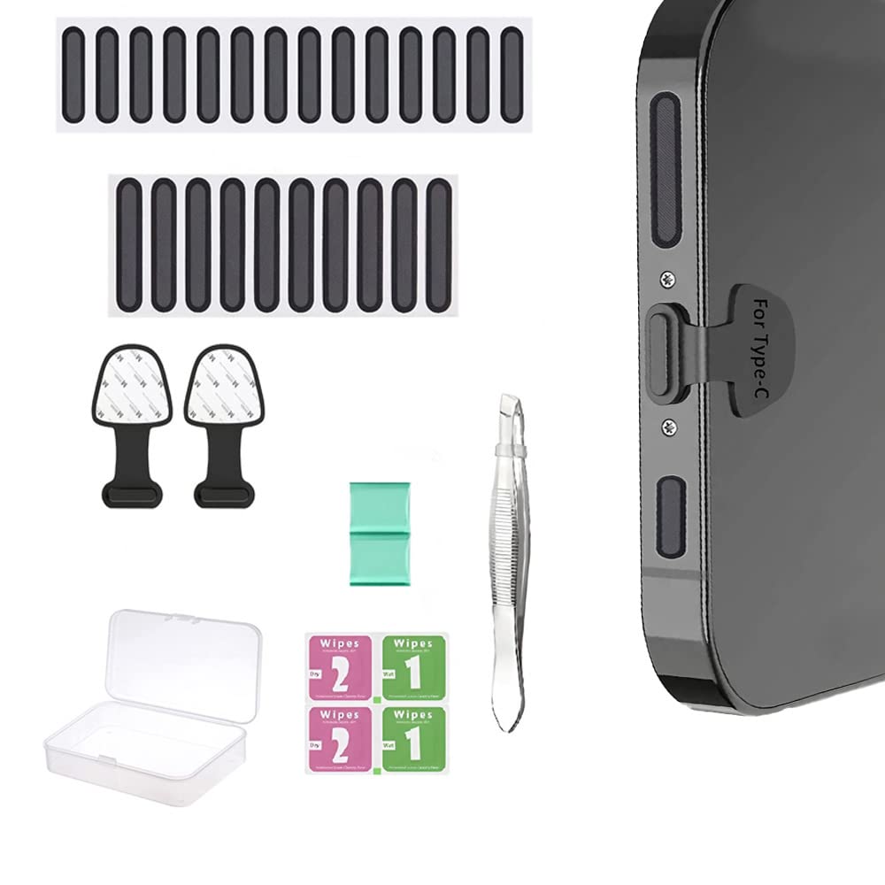 Pivdo® Anti Dust Plug Adhesive Metal Net Mobile Phone Speaker Stickers for Universal Android & iPhone Protector Mobile Accessories (Dust Protector 24 Pcs Cloth-Black + 2 Pcs Type C) (B0BY9GNFCZ) Amazon Price History, Amazon Price Tracker