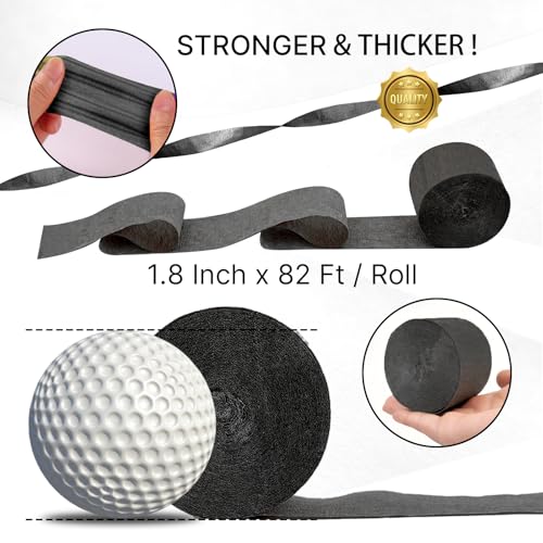Image of PartyWoo Crepe Paper Streamers - 8 Rolls, 656ft Matte Black, Perfect for Birthday & Wedding Decorations (1.8 Inch x 82 Ft /Roll)