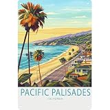 Pacific Palisades California Travel Poster Poster Wall Decor Retro Metal Sign Poster for Garage Man Cave Bathroom Bedroom Farm Inspirational Popular Wall Art 8x12 Inch Signs Posters
