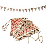 Bunte Vintage Jute Wimpelkette, 3m Rustikale Dekoration Girlande für Garten, Girlande Kinderzimmer Wetterfest Stoff Wimpel für Garten, Geburtstag Einschulung Klassentreffen Camping Party Deko