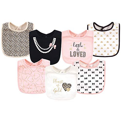 Image of Little Treasure Unisex Baby Cotton Bibs, Heart Of Gold, One Size