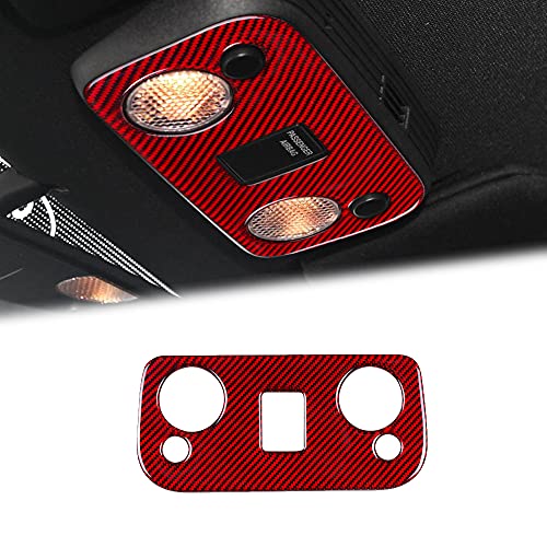 BLAKAYA Compatible with Sticker Carbon Fiber Front Reading Light Lamp Trim Cover Accessories for Ford Mustang 2015 2016 2017 2018 2019 2020 2021 (Red)