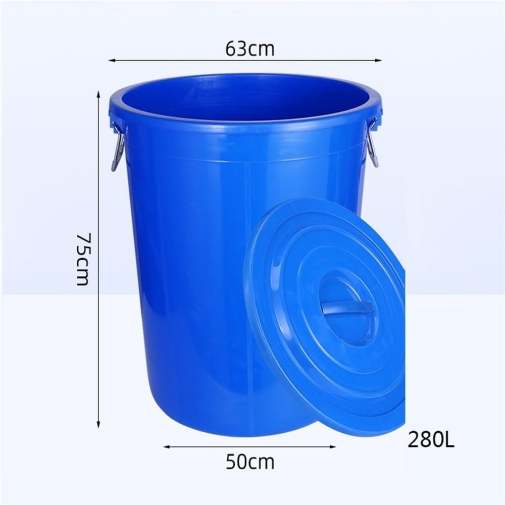 Bote de basura comercial de gran capacidad con tapa, bote de basura engrosado for cocina doméstica, contenedor de residuos Industrial redondo(Blue,Large)