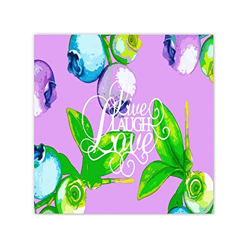 WSDESDEC Blueberry Live Laugh Love Décoration murale sur toile Motif baies 30,5 x 30,5 cm