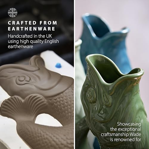 Wade Fish Jug, Earthenware, Iconic UK Heritage, Made in Stoke-on-Trent, 1.2L, Forest Green
