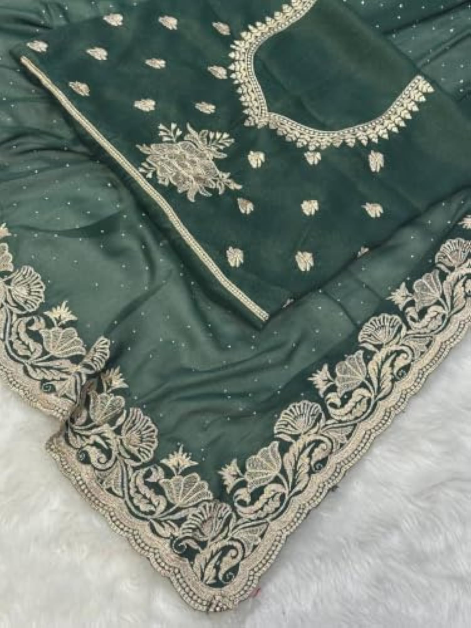 Women's Georgette Embroidered Saree with Floral Border
