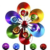 Solar Wind Spinner,Garden Wind Catcher Wind Mills, Solar Powered RGB Color Changing LED with Glass B