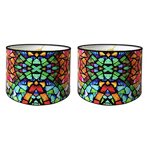 Image of Royal Designs, Inc. Trendy Decorative Handmade Drum Shade, Made in USA, 10in, HBC-8036-10-2, Multicolor - 2 Pk