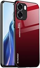 EASSGU Case for Oppo A6 5G / Oppo A6 (4G) (6.75 Inch) Gradient Glass Back Case Cover - Anti-Drop and Anti-Scratch - Red & Black