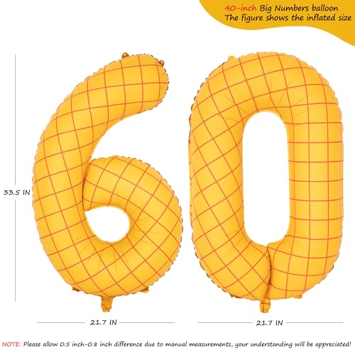 Image of 40 inch Large Number Balloon 60 Toy Inspired Story Yellow Birthday Balloon | Western Rodeo Party Supplies Boy Girl Story Anniversary Kids Birthday Party Cowboy Farm Themed Baby Welcome Decorations