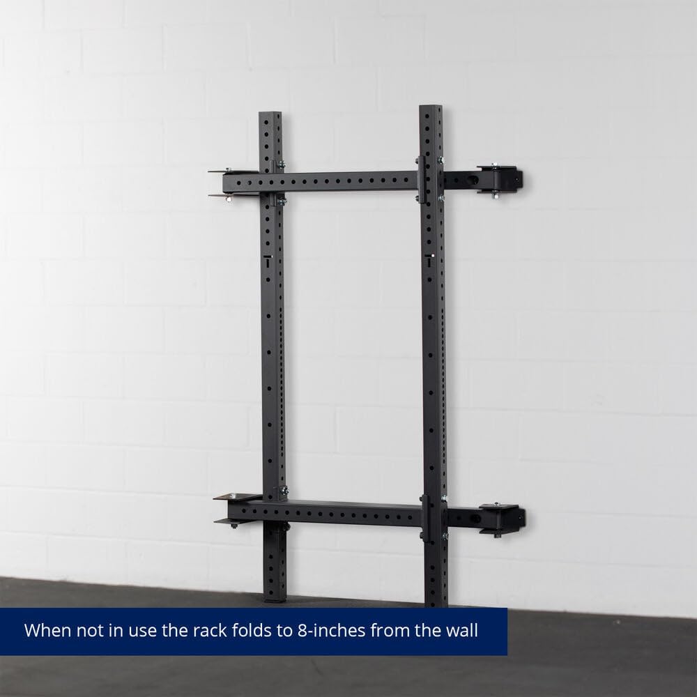 Titan Fitness X-3 Series 82-inch Wall Mounted Folding Power Rack, Space Savings Rack, Folds up to 8" from the Wall