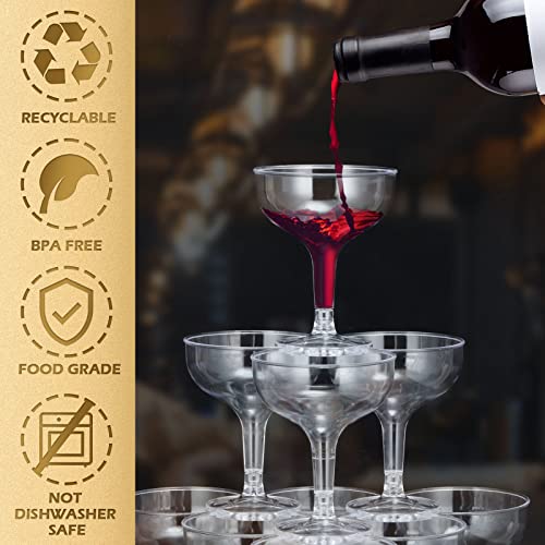 Zopeal 30 Pieces 5 Oz Coupe Cocktail Glasses Plastic Party Champagne Cups Stackable Martini Glasses Clear Champagne Glasses Crystal Plastic Margarita Glasses Disposable For Drinking Martini #TOP2