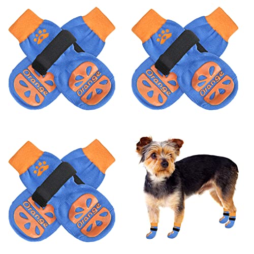 BEAUTYZOO Anti-Slip Dog Socks,Dog Shoes for Hot/Cold Pavement,Paw Protectors with Grips 3 Pairs for Puppy Small Medium Large Senior Old Dogs,Dog Socks to Prevent Licking and Hardwood Floor Protection
