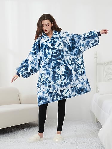 Image of KFUBUO Wearable Blanket Hoodie for Adults Sherpa All Patterns Oversized Sweatshirt Blanket with Pocket