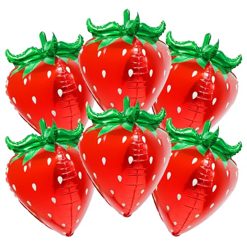 Ballon fraise 4D rouge de 73,7 cm idéal pour un pique-nique chic
