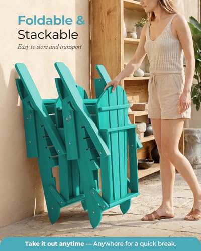 Ciokea Folding Adirondack Chair HDPE All-Weather Patio, Lake Blue — view 6