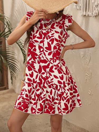 Image of SISKIN Women's 2025 Summer Beach Hobo Ruffle Trim Dresses Sleeveless Flowy Vocation Sun Dress Outfit Woman