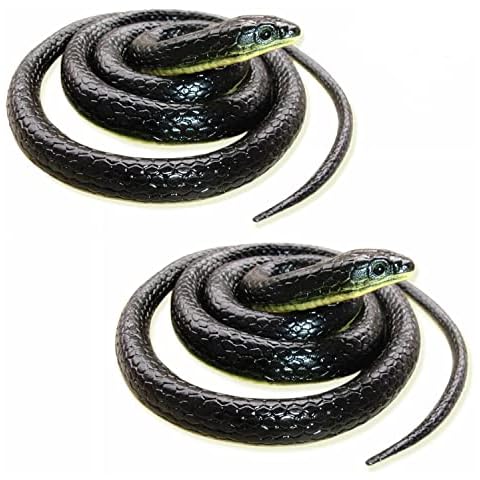 Homdipoo Realistic Fake Rubber Snake Black Snake Toys That Look Real Prank Stuff Cobra Snake 49 Inch Long (2pack) Cover