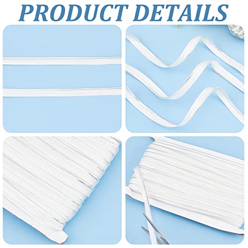 Ahandmaker 50 Yards Piping Trim With Welting Cord, White Maxi Piping Bias Tape Lip Cord Trim Ribbon With Sliver Thread Edge For Diy Craft Webbing Garment Pillow Sewing Trimming Upholstery, 3/8 Inch #TOP4