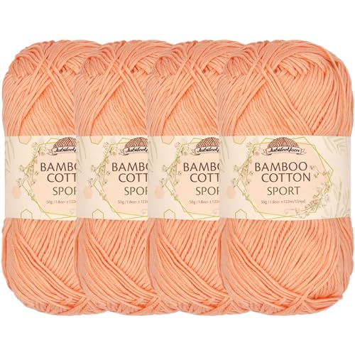 Image of JubileeYarn Bamboo Cotton Sport Yarn - 50g /Skein - Peach Cobbler - 4 Skeins