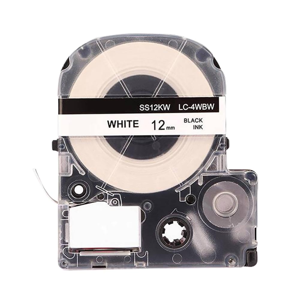 Nastro Cassetta 12mm SS12KW 4WBN9 8m Nero Su Bianco Compatibile Con LW-300 LW-400 LW-500 LW-600P LW-700 LW-900P LW-1000P