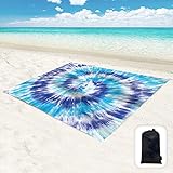 Hiwoss Beach Blanket Waterproof Sandproof Oversized 95”x 80”,Sand Free Beach Mat with Corner Pockets,Portable Mesh Bag for Beach Festival,Picnic,Travel and Outdoor Camping (Blue)