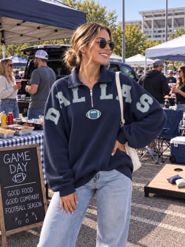 QLIPIN Football Sweatshirt Women Game Day Quarter Zip Pullover Top for Fan - image 4