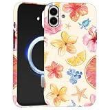 Xylota Cover Magnetica per iPhone 16, Aesthetic Ibisco Fiori Motivo Disegni Moda Silicone Custodia Compatibile con MagSafe, Antiurto Bumper Protettiva Case Custodie per iPhone 16 6,1'', Oceano