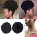 Moshina Graceful African American Black High Puff Ponytail with 2 Clips - High Wrap Updo Hairpieces - Kinky Curly Synthetic Kanekalon Fiber - Afro Bun for Black Women -Natural Chignon (Color 1b)