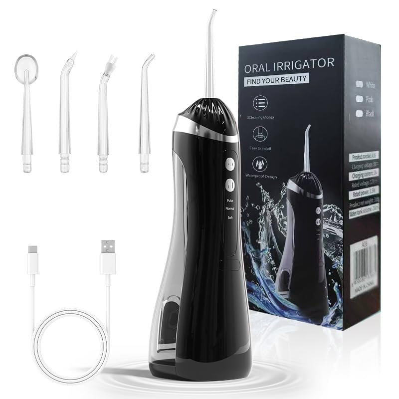 Irrigador Dental Portátil Recargable   3 Modos, Depósito de 300ml, Resistente al Agua IPX6, Water Flosser para Limpieza Interdental y Cuidado Bucal